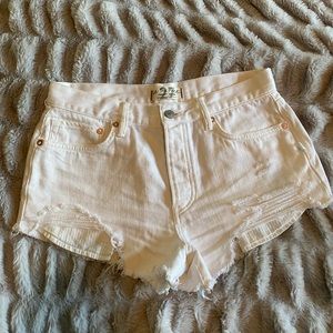 Free People White Jean Shorts